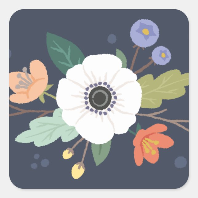 Carré Floral Love Valentine's Day Sticker - Minuit (Devant)