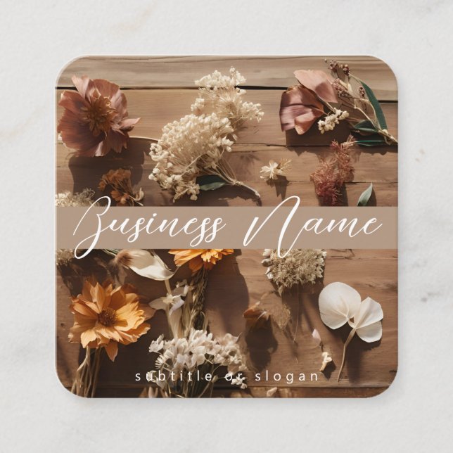Carré Floral séché | Boho | Esthétique | Carte de visite (Devant)