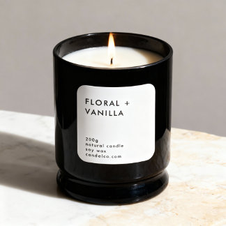 Carré Floral Vanilla Custom Candle Label Sticker 