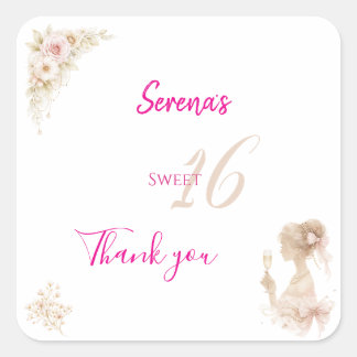 Carré Flower Dreamy Soft Sweet 16 Birthday Sticker