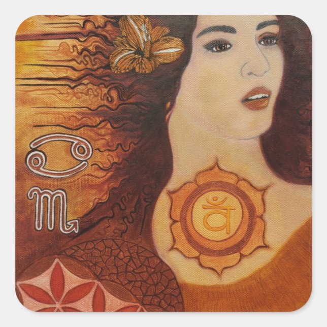 Carré Flux sensuel : Sticker de déesse Sacral Chakra (Devant)