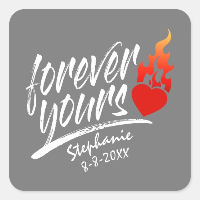 Carré Forever Votre Nom Personnalisé Valentine | Sticker (Devant)