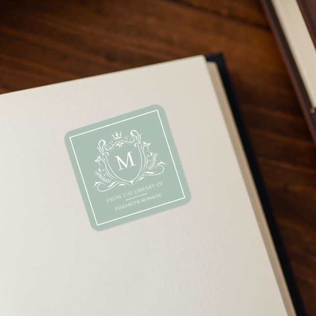 Carré From The Library Of Monogram Bookplate Sticker (Créateur téléchargé)