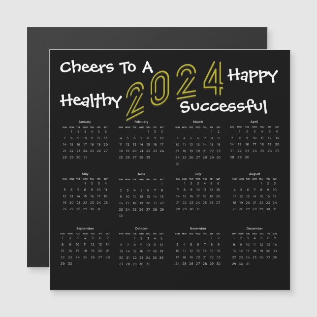 Carré Fun 2024 Family Business Calendar Cadeau (Devant / Derrière)