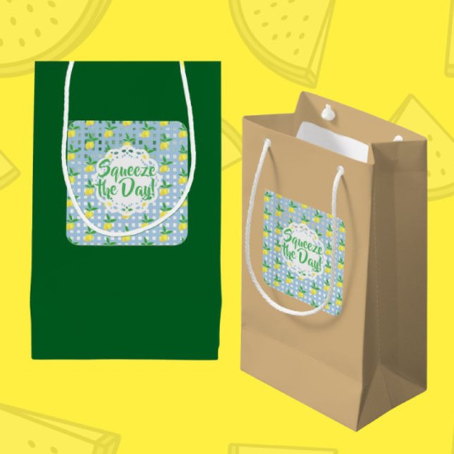 Carré Fun Lemon Theme Squeeze the Day Sticker (Use stickers to decorate inexpensive gift bags!)