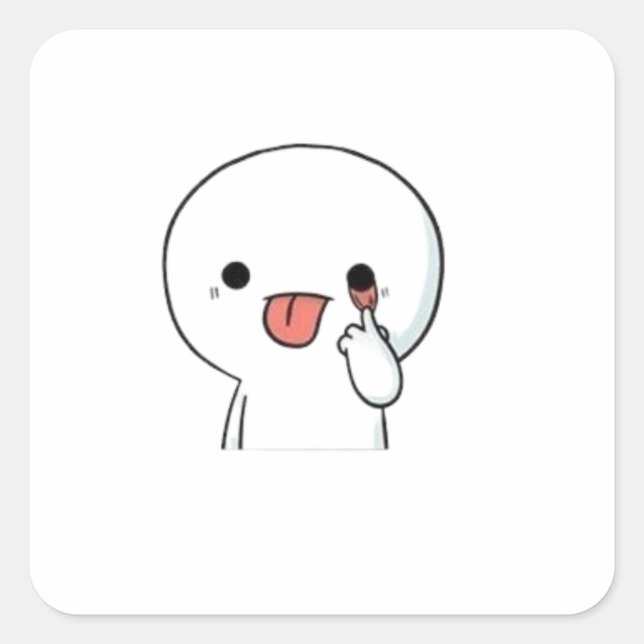Carré Funny Cute Chibi Character Sticker (Devant)