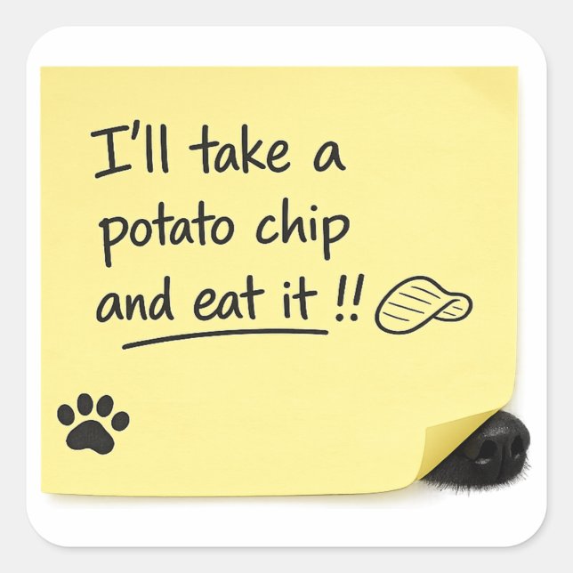 Carré Funny Potato Chip Dog Sticky Note Sticker (Devant)