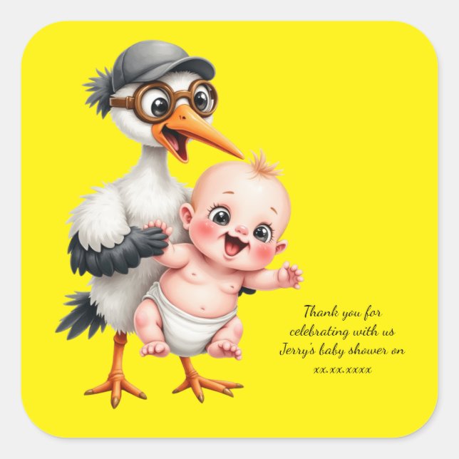 Carré Funny sticker baby shower adjustable  (Devant)