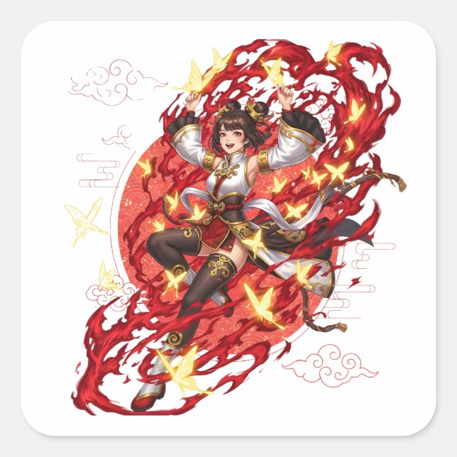 Carré Genshin Impact Xiangling Pyro Anime Sticker - Liyu (Devant)