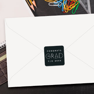 Carré Geo Grad Modern Typography Graduation Sticker