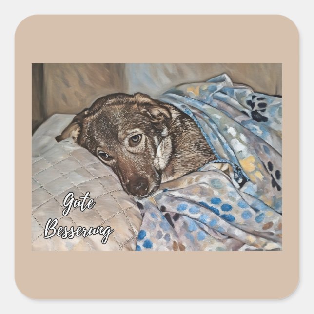 Carré Get Well Soon in German Sticker (Devant)