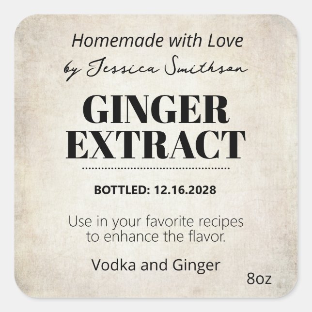 Carré Ginger Extract Modern Label Sticker ZEX_001h (Devant)
