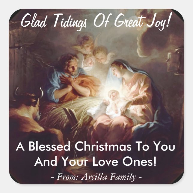 Carré Glad Tidings of Great Joy Sticker personnalisé (Devant)
