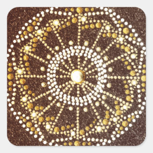 Carré Golden Mandala, Gold Chakra sticker