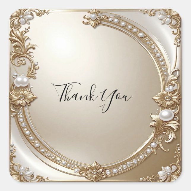 Carré Golden Ornate Frame with Pearls Sticker (Devant)