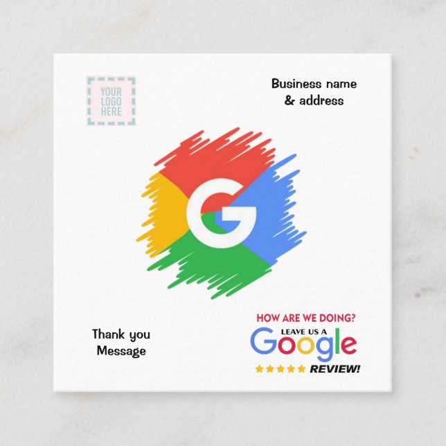 Carré Google Review & Carte de visite avec code QR lié (Devant)
