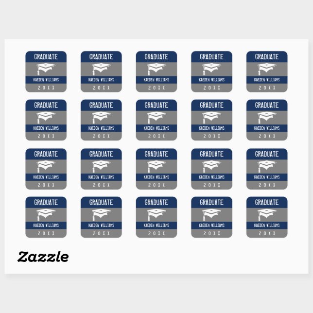 Carré Graduation Typographie moderne Sticker de marine b (Feuille)