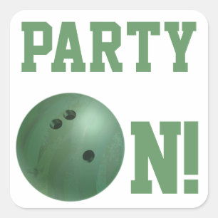 Carré Green Bowling Ball Party On Sticker