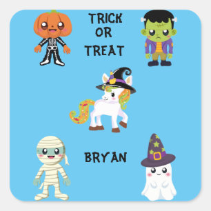 CARRÉ HALLOWEEN "TRICK OU TREAT STICKER PERSONNALISÉ