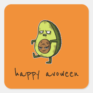 Carré Happy Avoween - Drôle Avocado Halloween Sticker