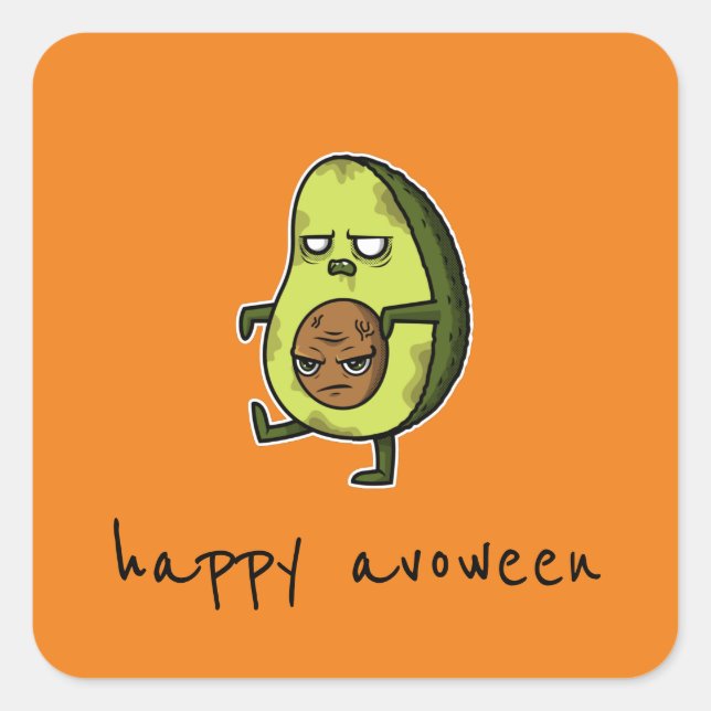 Carré Happy Avoween - Drôle Avocado Halloween Sticker (Devant)