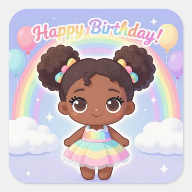 Carré Happy Birthday Square Sticker (Devant)