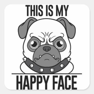 Carré Happy Carlin Sticker pour Amoureux de les chiens