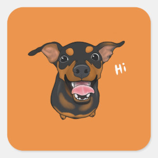 Carré Happy Chien Miniature Pin Pin Sticker
