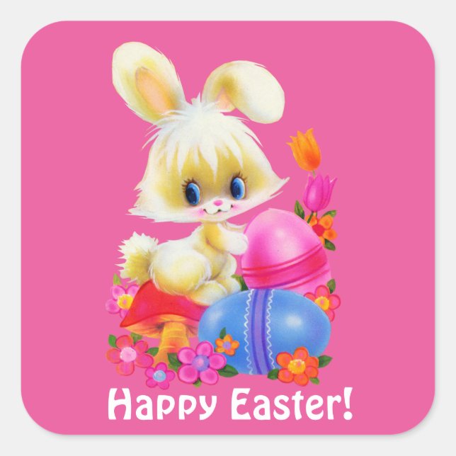 Carré Happy Easter Bunny Holiday sticker (Devant)