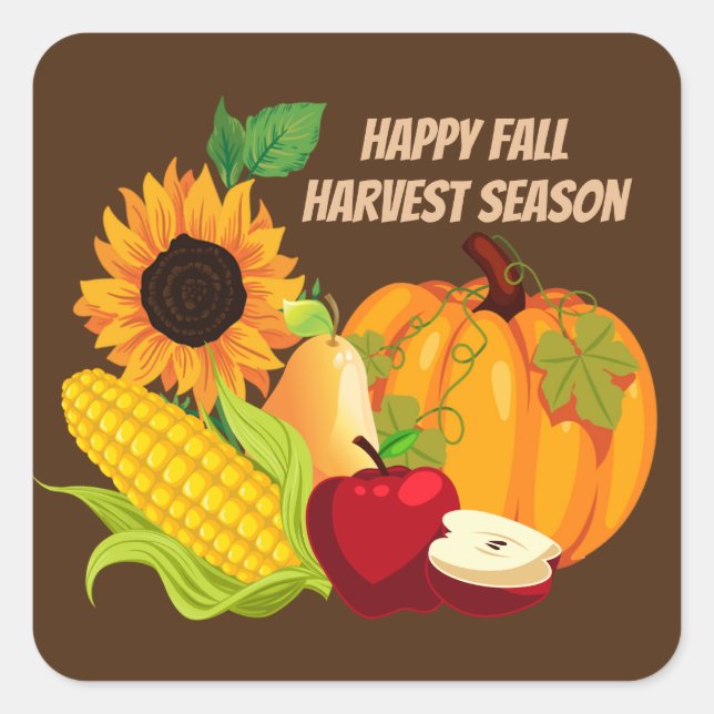 Carré Happy Fall Harvest Season sticker (Devant)