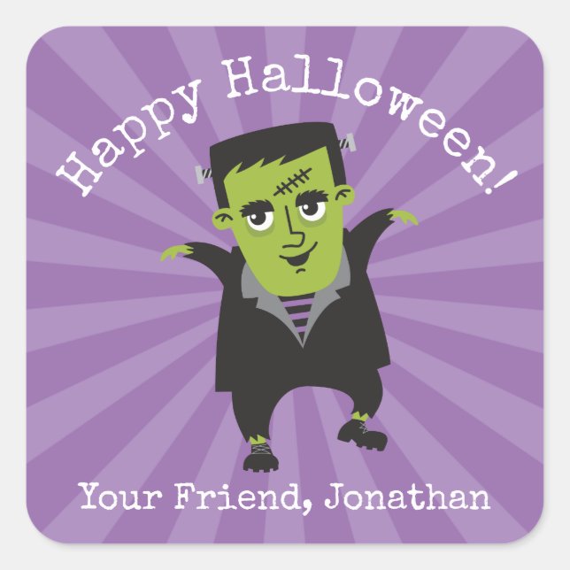 Carré Happy Halloween Frankenstein Sticker (Devant)