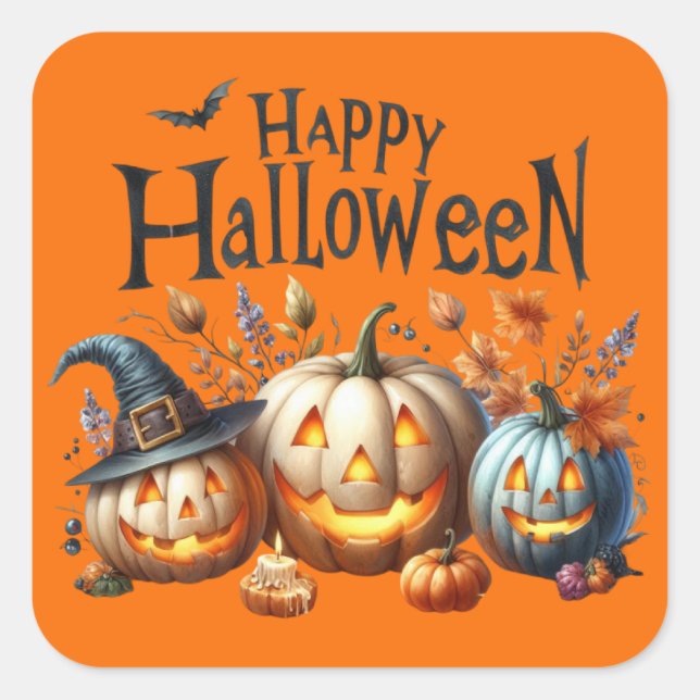 Carré Happy Halloween Sticker (Devant)