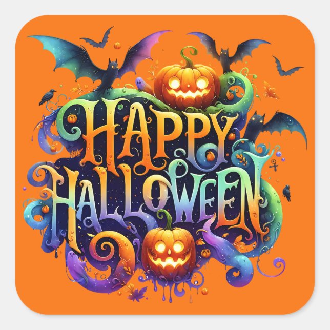 Carré Happy Halloween Sticker (Devant)
