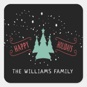 Carré Happy Holidays Family Classical Sticker