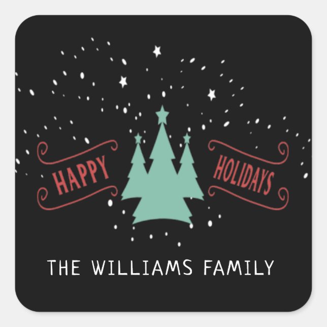 Carré Happy Holidays Family Classical Sticker (Devant)