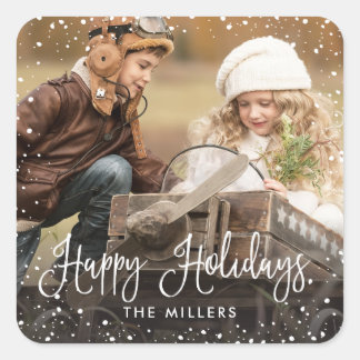 Carré Happy Holidays Snow Photo Sticker