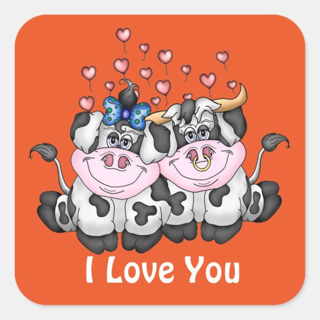 Carré Happy in Love vaches sticker (Devant)