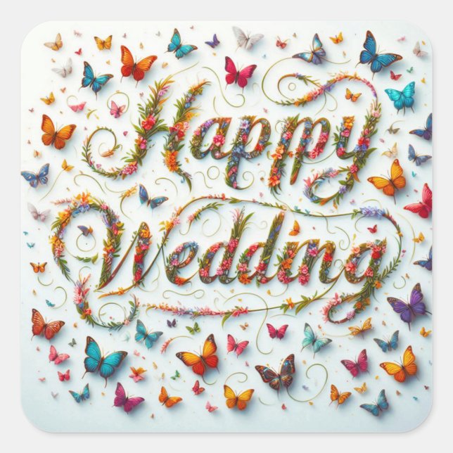Carré Happy Mariage Sticker (Devant)