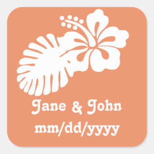 Carré Hibiscus tropical dans Sticker Coral