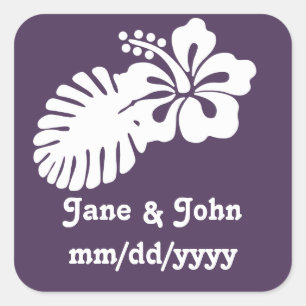 Carré Hibiscus tropical dans Sticker violet