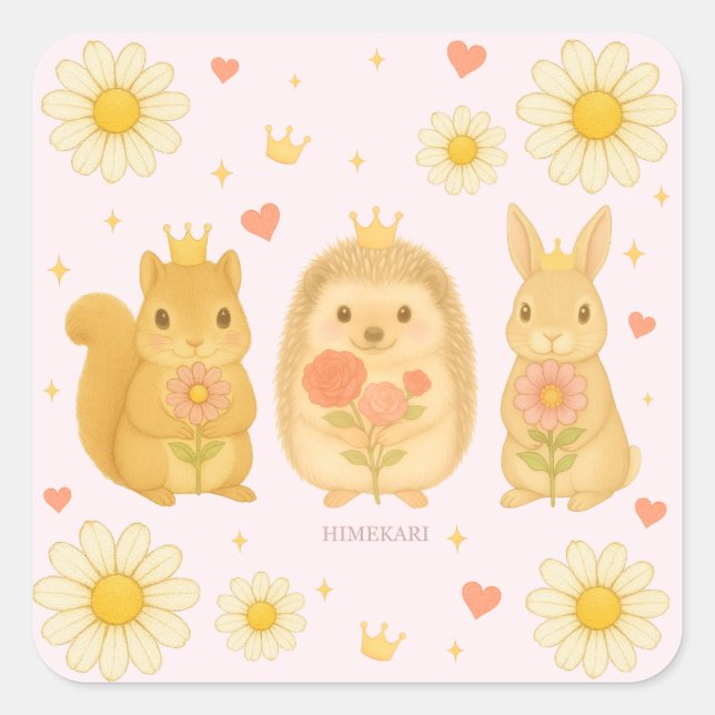 Carré HIMEKARI Stars Sticker – Pink (Devant)