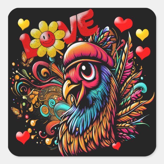 Carré "Hippy Love Bird" Sticker Sheet (Devant)
