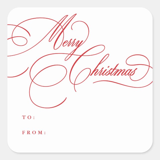 Carré Holiday Script Merry Christmas Sticker Labels (Devant)