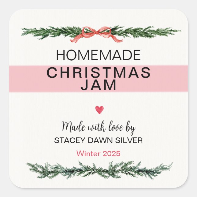 Carré Homemade Christmas Jam Canning Sticker (Devant)
