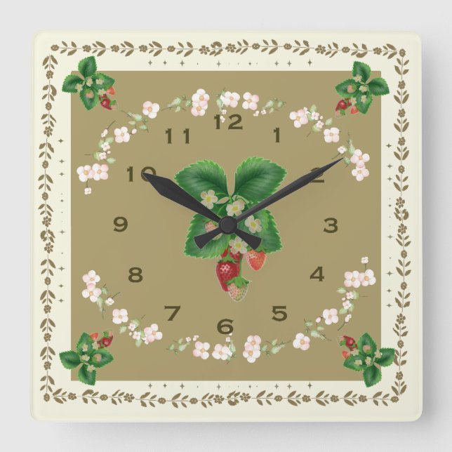 Carré Horloge fraise Loden Arrière - plan vert (Recto)