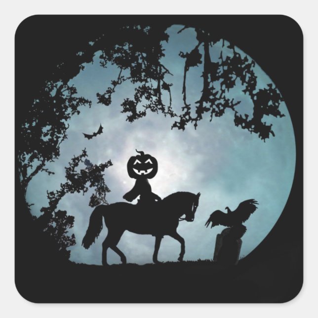 Carré Horseman sans tête avec Sticker à tête Jack-o'-lan (Devant)