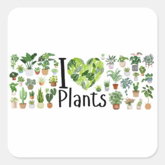 Carré I Heart Plants Sticker