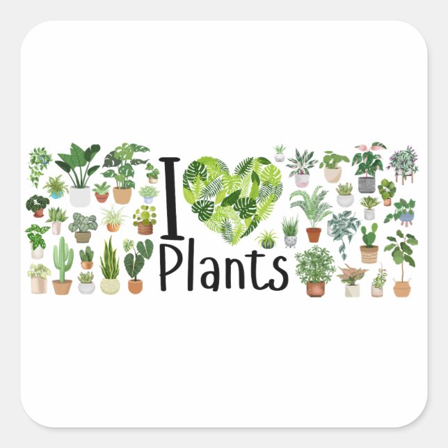 Carré I Heart Plants Sticker (Devant)