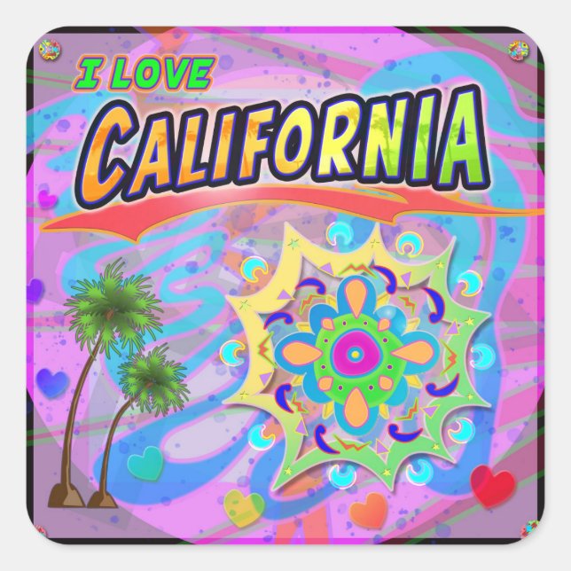 Carré I LOVE California True Progress Sticker (Devant)