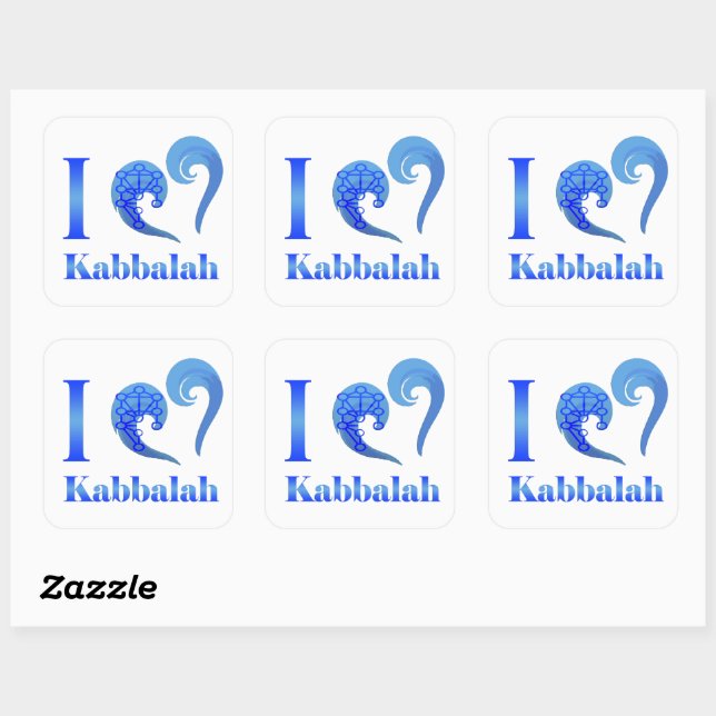 Carré I love Kabbalah Rectangular Sticker (Feuille)